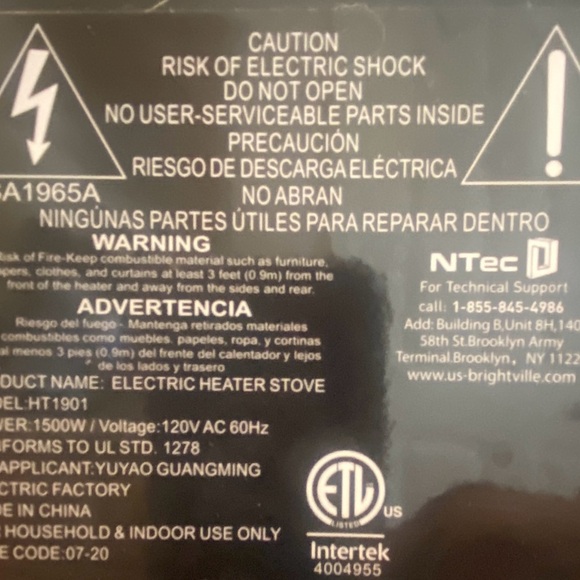 1500W Portable Electric Fireplace Space Heater. - Picture 2 of 11